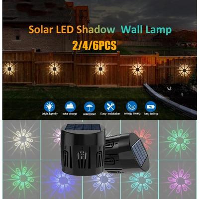Solar Wall Light RGB Color/Warm White Shadow Lamp Outdoor Decoration Dusk To Dawn for Fence,Front Door, Backyard Christmas Decorations