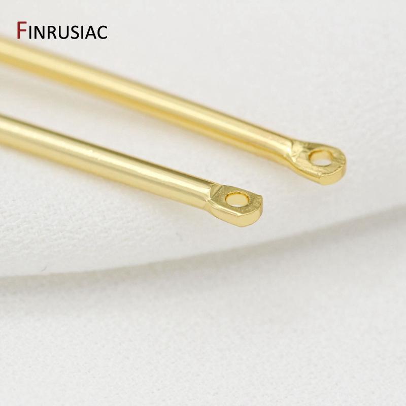 14K Real Gold Plated 35mm Long Metal Bar Links Thin Stick Strip Connectors Charms for DIY Earrings Jewelry Making Accessories