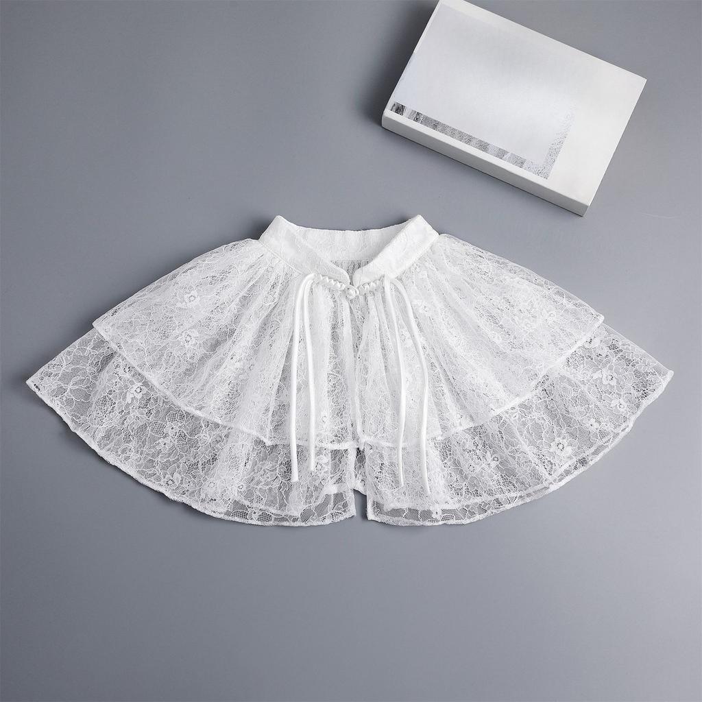 Women Lace Shirt Detachable Collar Wraps Blouse Tops Lapel Fake Collar Shawls Ladies Dress Small Cape Fuax Cols Decor