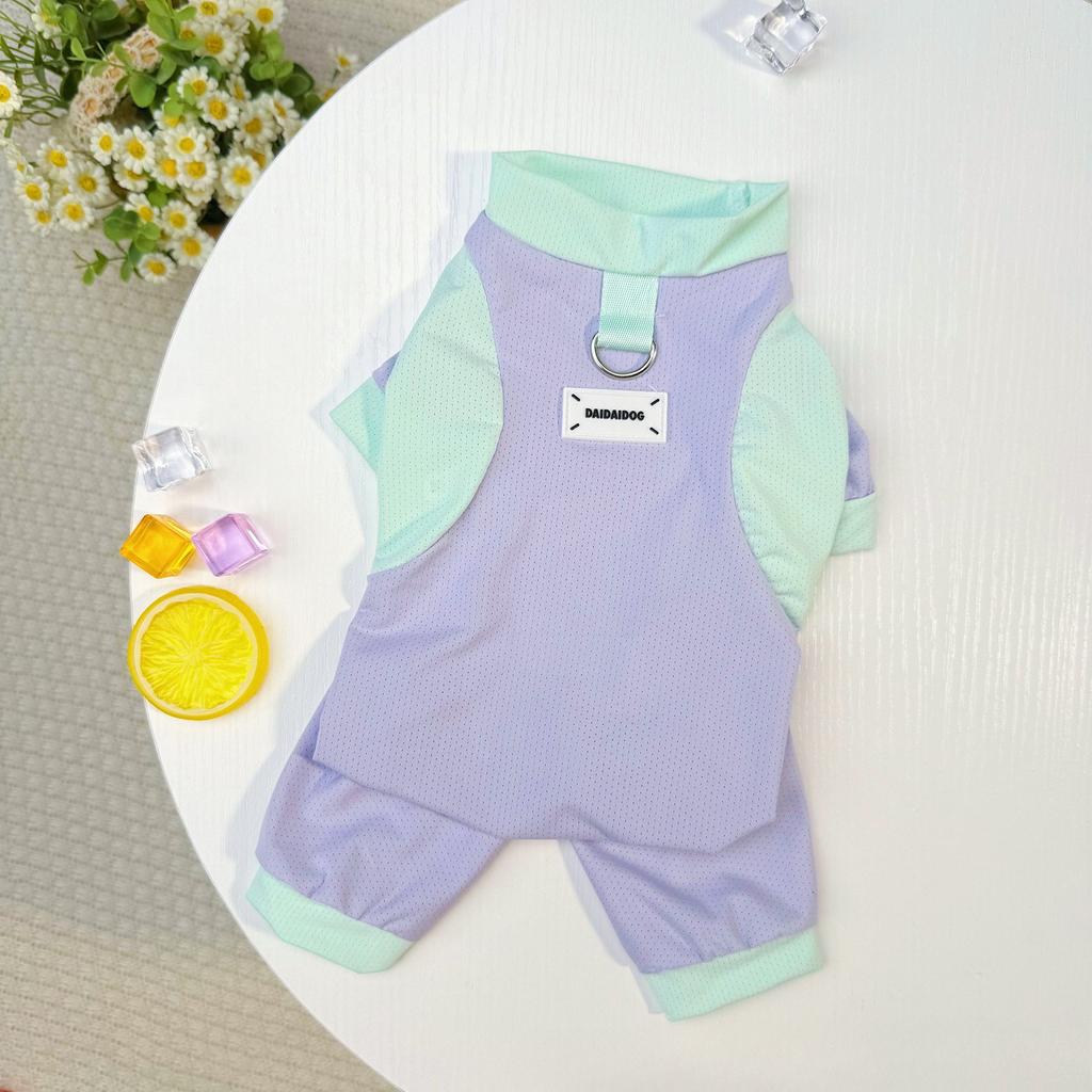 Dog Cat Clothes Spring Summer Ice Silk Cooling Mesh Four Legs Outfit Bichon Teddy Sun Protection Suit Dog Cooling Vest Puppy