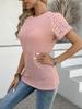 Frühling und Sommer Rundhalsausschnitt Spitze Patchwork Kurzarm T-Shirt Top für Damen