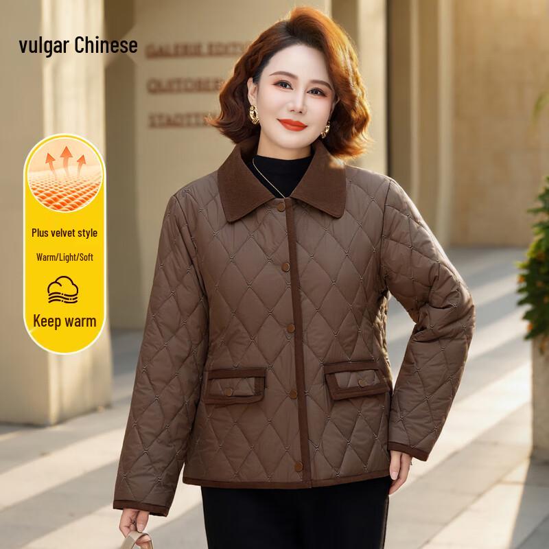 Middle-Aged Women's Winter Warm Fleece-Lined Short Jacket