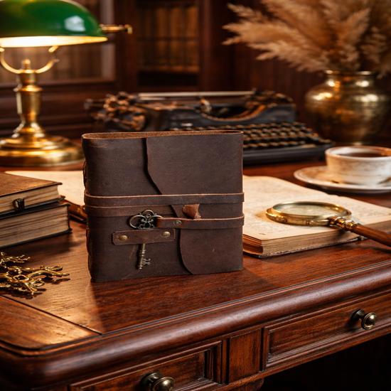Leather Journal Embossed Travel Diary with Deckle Edge Paper Birthday Gift