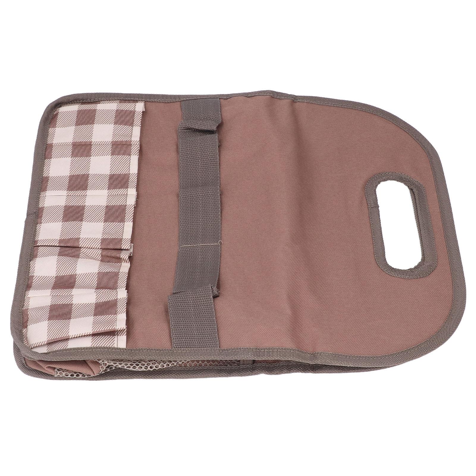 

Garden Tool Bag Garden Tote Storage Bag with Multi Pockets Home Organizer for Indoor and Outdoor Gardening Coffee plaid stitching