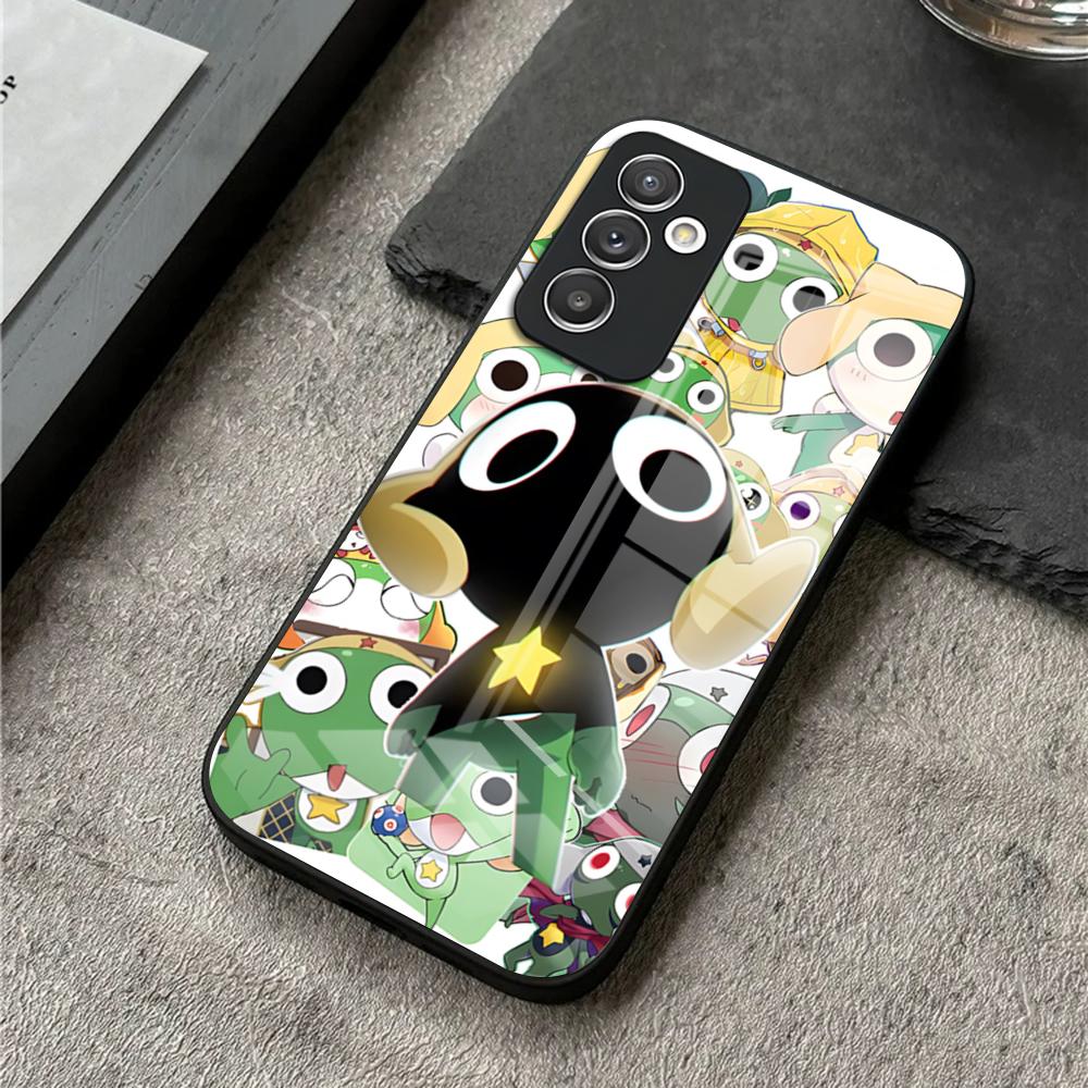 Keroro Frog Cool Gunsou Phone Case For S24 Ultra Samsung S23 S22 S20 Fe S21 Plus Galaxy A54 A34 A24 A53 A16 Glass Cover