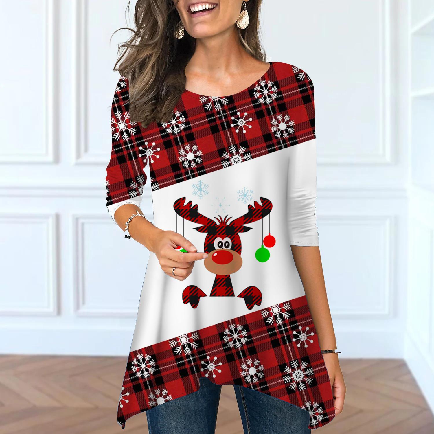 

Женские весенние топы с круглым вырезом и принтом в сетку, модные футболки с длинными рукавами и неровным подолом L