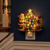 Indoor Holiday Lighting Christmas Santa Elf Decorative Plug-in Night Light, Resin Tree Wall Festive Room Decoration Nightlight, Vintage Xmas Ornament