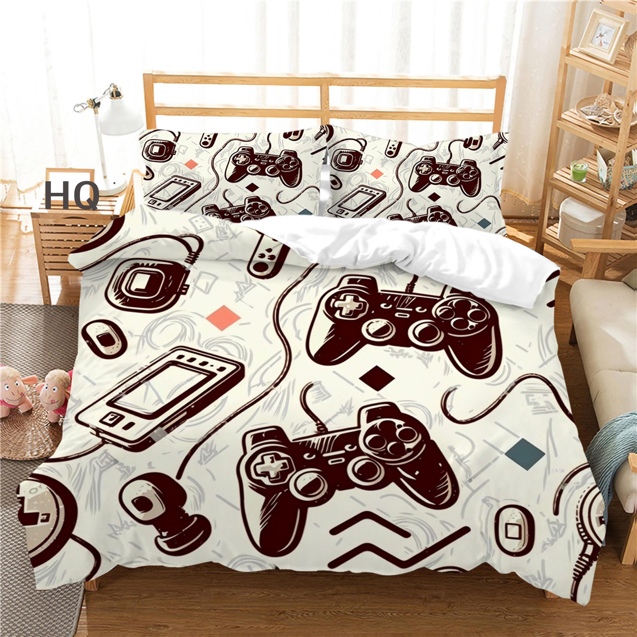 

Комплект постельного белья с узором игрового контроллера. Чехол для постельного белья с игровым плеером. Наволочка. Комплект постельного белья для дома. AU/EU/US. Полноразмерная односпальная/двуспальная кровать. Украшение дома. DE 155x200cm