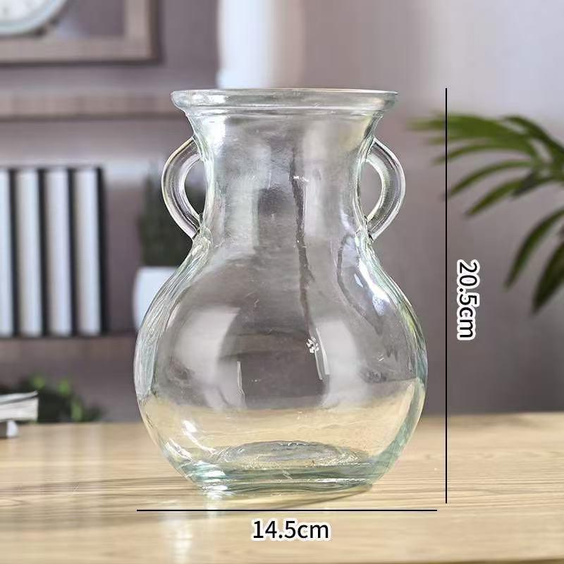 

Glossy Retro Gradient Glass Vase with Double Ears for Fresh or Dried Flowers