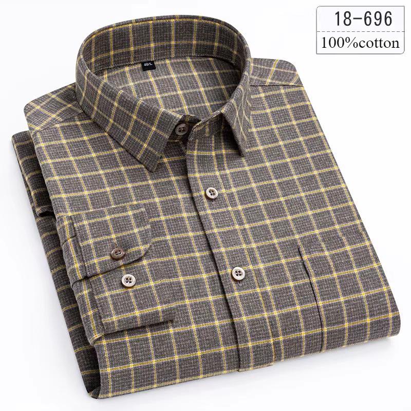 Luxury High-quality100%cotton Houndstooth Full Shirts for Men Slim Fit Casual Shirt Long-sleeve Plaid Soft Designer Clothes Ropa