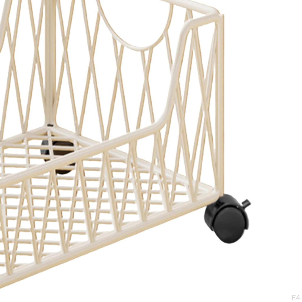 Rolling Utility Cart Movable Bookcase with Wheels Practical File Organizer Book Storage Bin for