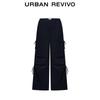 UR Women's 2025 Autumn Casual Pleated Tie-Waist Cotton Wide-Leg Pants