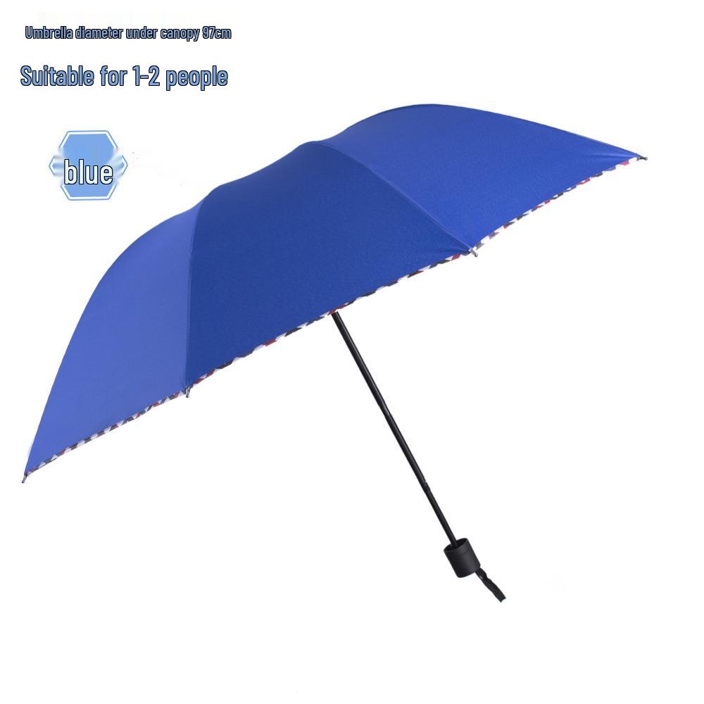 Extra Large 12-Rib Black Folding Umbrella - Heavy-Duty Three-Person Sun and Rain Protection with Custom Logo