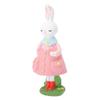 Cute Girl Bunny Resin Figurine Table Statue Decoration Easter Bunny Sculpture Statue for Living Room Bedroom Garden Pink