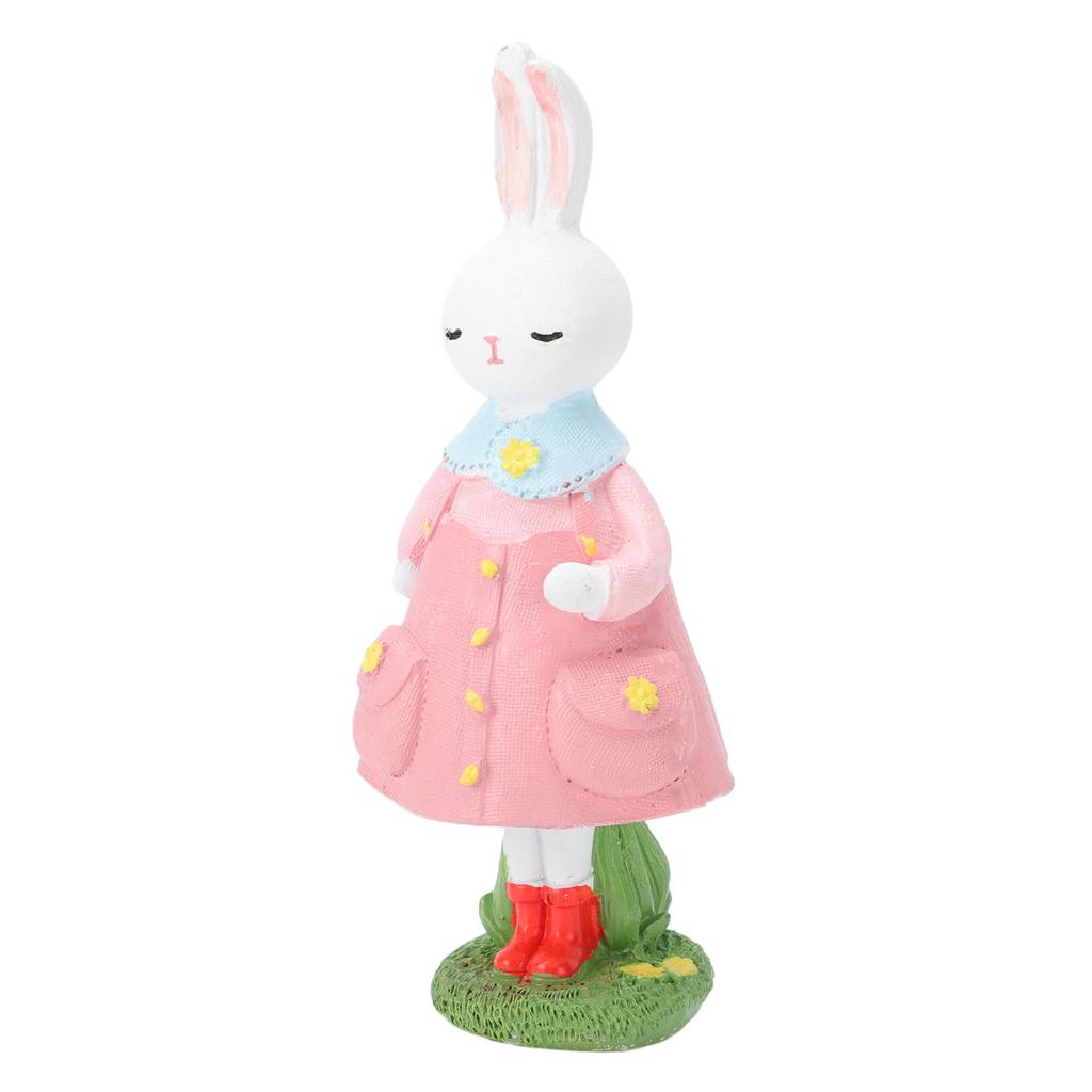 Cute Girl Bunny Resin Figurine Table Statue Decoration Easter Bunny Sculpture Statue for Living Room Bedroom Garden Pink