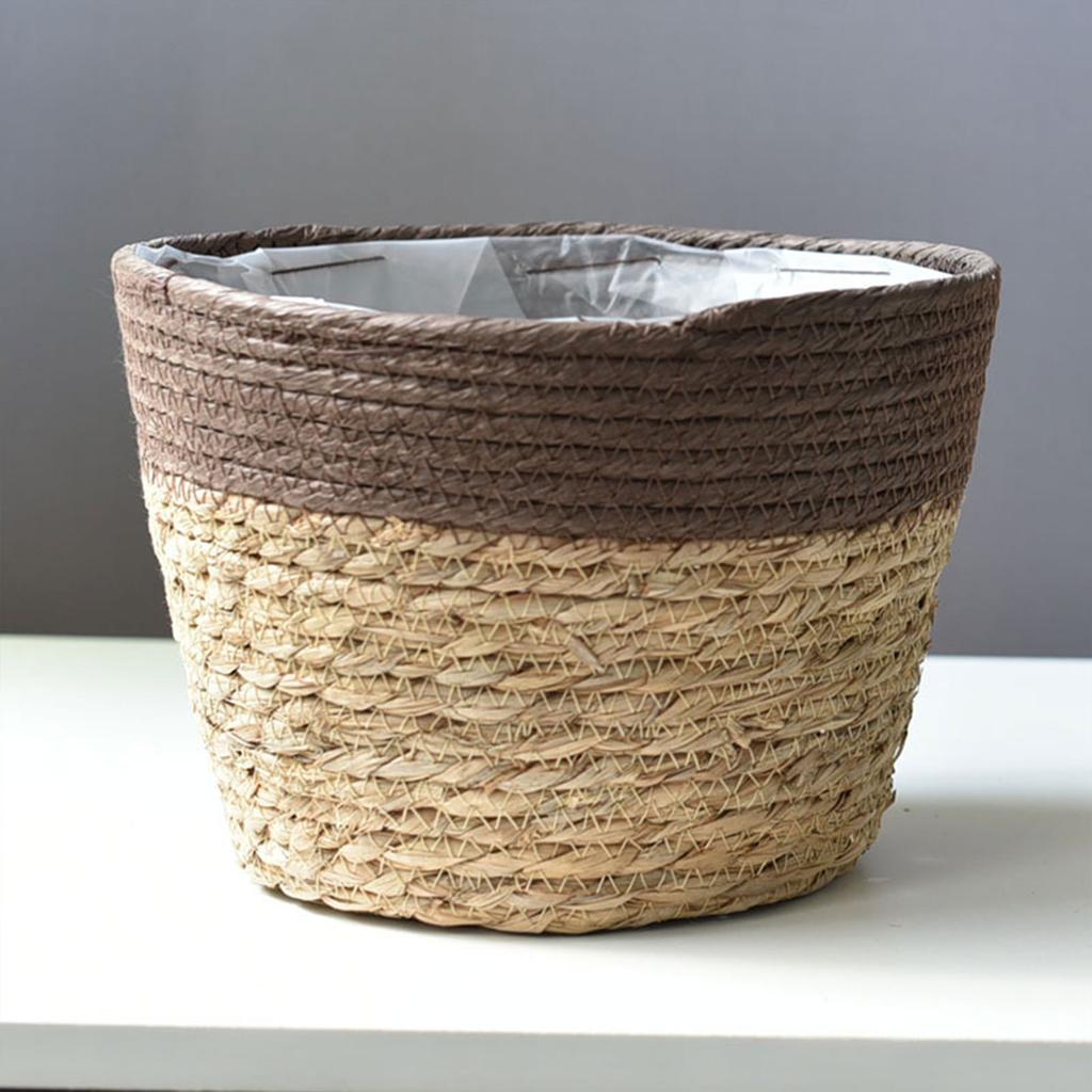 Large Straw Flowerpots Flower Baskets Potted Plants Plants Seaweed Weaving Handmade Crafts Floor Indoor Weaving Baskets FU