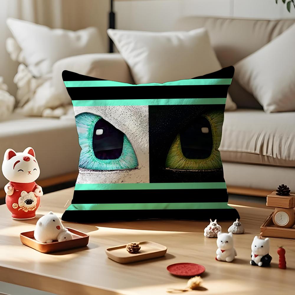 

Funny Big Eyes Pillow Case Antidustmite Pillowcase Invisible Zipper Silky Short Plush Sofa Cushion Cover 30X30cm