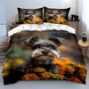 Dog Decor Set With Flowers Soft Comfortable Duvet Cover Bedding Set Included 1*Duvet Cover & 2*Pillowcases, Gift