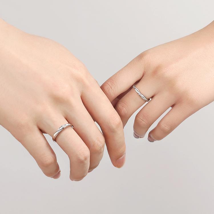 New S925 Sterling Silver Couple Rings - Light Luxury, Adjustable, Perfect Christmas Gift