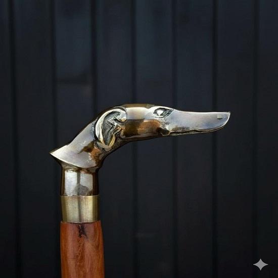 

Victorian Style Brass Dog Head Walking Cane: Rosewood Gentleman s Cane