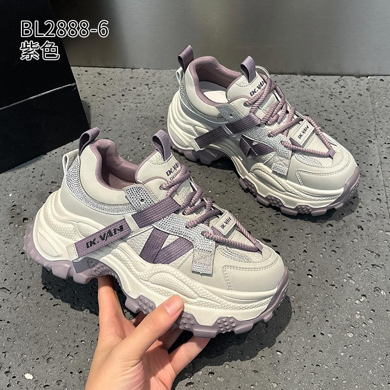 Leather platform dad shoes spring new small casual sports shoes