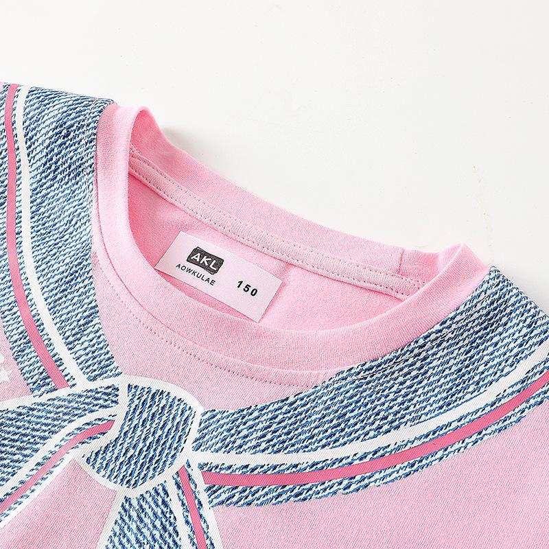 Summer Korean Version of the New Girls Sports Short Sleeve Girl Baby Cute Bubble Sleeve Top Children's Short Sleeve T-shirt