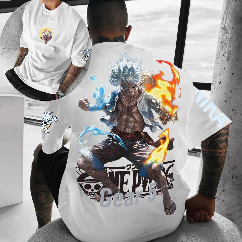 One Piece Nami Weather Witch Zeus Thunderbolt Oversized T-Shirt Anime Streetwear for Men Women Casual Tees