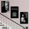 3-piece Set of Zen Buddha Statues, Canvas Paintings, Black and White, Modern Minimalist Living Room and Bedroom Decorations, Med