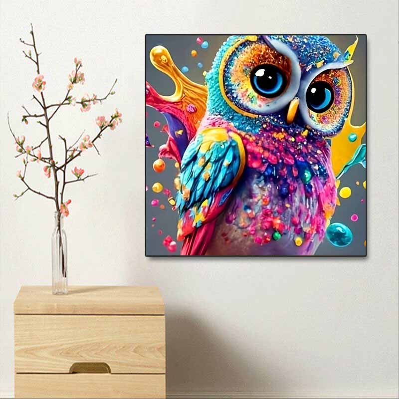 New Arrival 5D DIY Full Circle Diamond Painting "Colorful Owl" Embroidery Cross Stitch Home Decor Gift