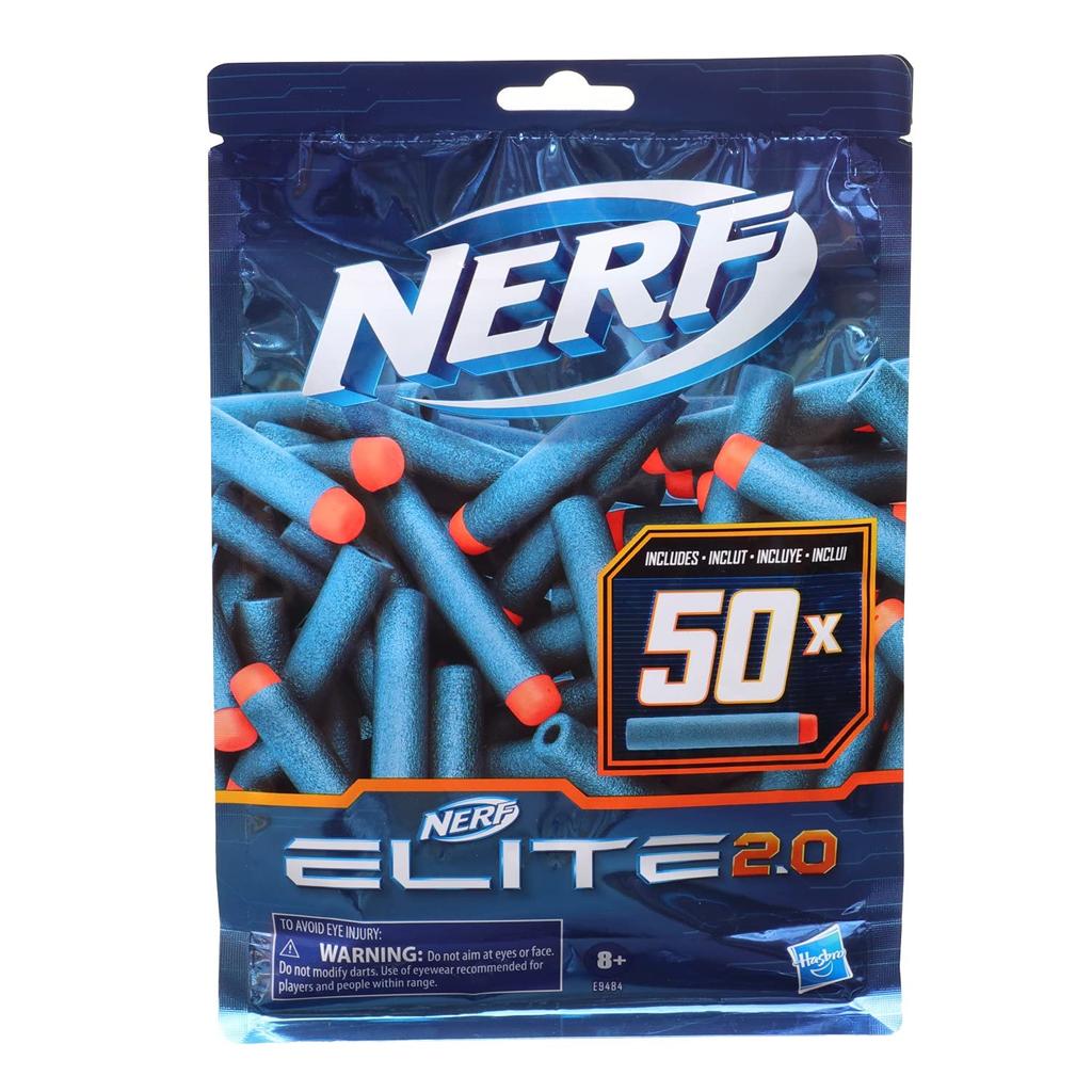 Hasbro Nerf Elite Dart 50 Foam Compatible with Nerf Blasters Using Elite Authentic 2.0 Refill, Darts, Darts, E9484,