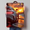 White Sports On Beach At Sunset Car Printed Poster Customized Retro Wall Art Vintage Metal Tin Signs for Home Office Decoration