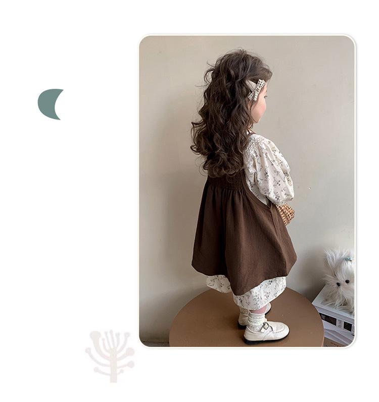 Frühling & Herbst 2025 Mädchen Blumen-Prinzessinnenkleid-Set