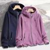 Men Women Fleece Jacket Casual Hooded Double Sided Thickened Warm Zipper Cardigan Loose Plush Long Sleeve Coats