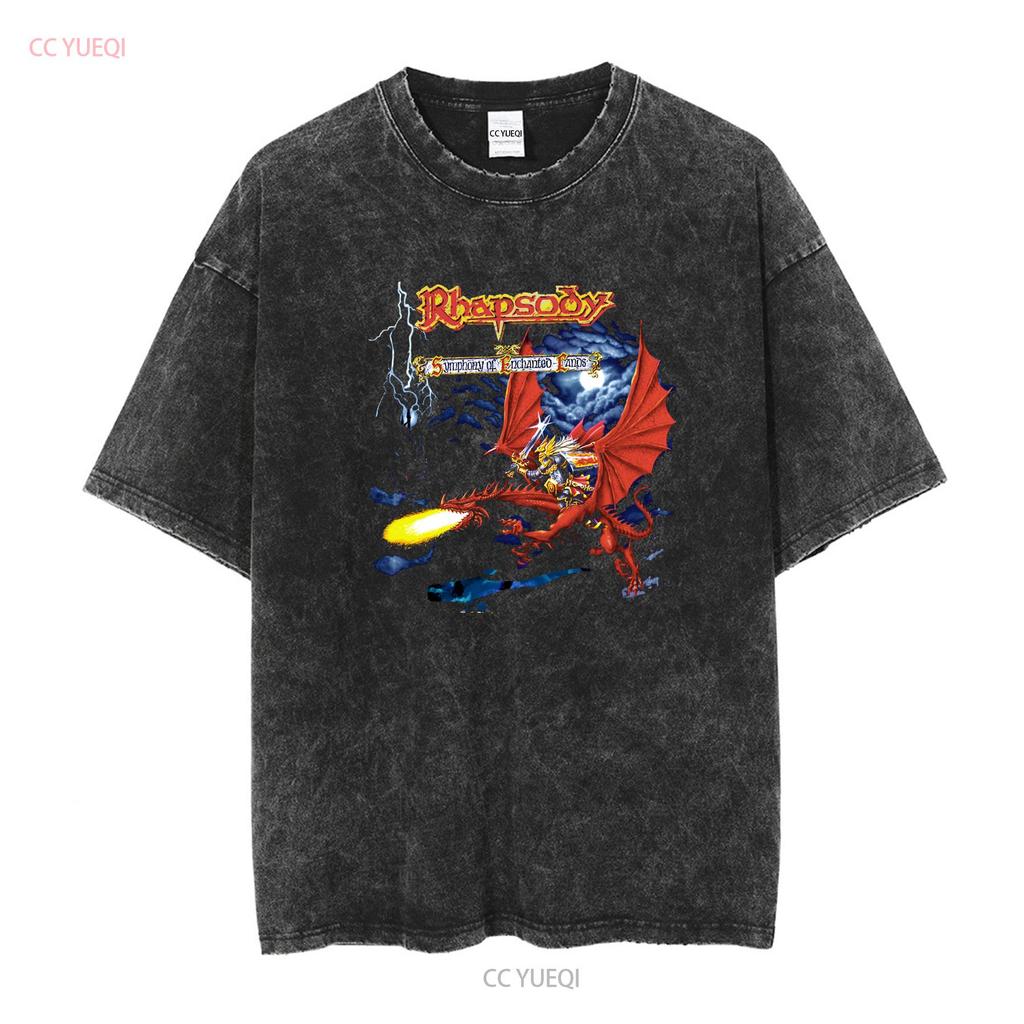 Vintage 1998 Rhapsody Of Fire Band T Shirt U3537 Vintage Washed Comfortable Designer Clothes Casual Unisex Stretched Breathable