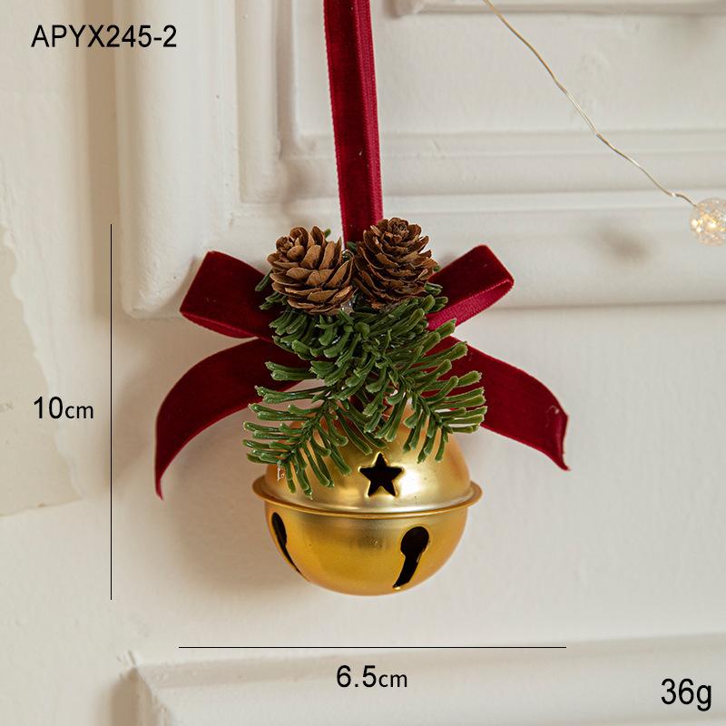 Christmas pendant small bell velvet bow Christmas tree pine cone scene decoration supplies decorative small pendant
