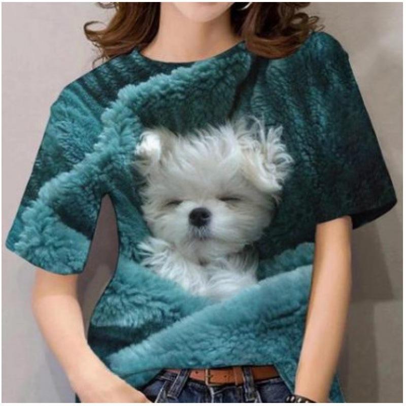 Summer Women's Short Sleeved T-shirt Cute Cat 3D Printed Fashionable Loose Casual Round Neck T-Shirts Women’s