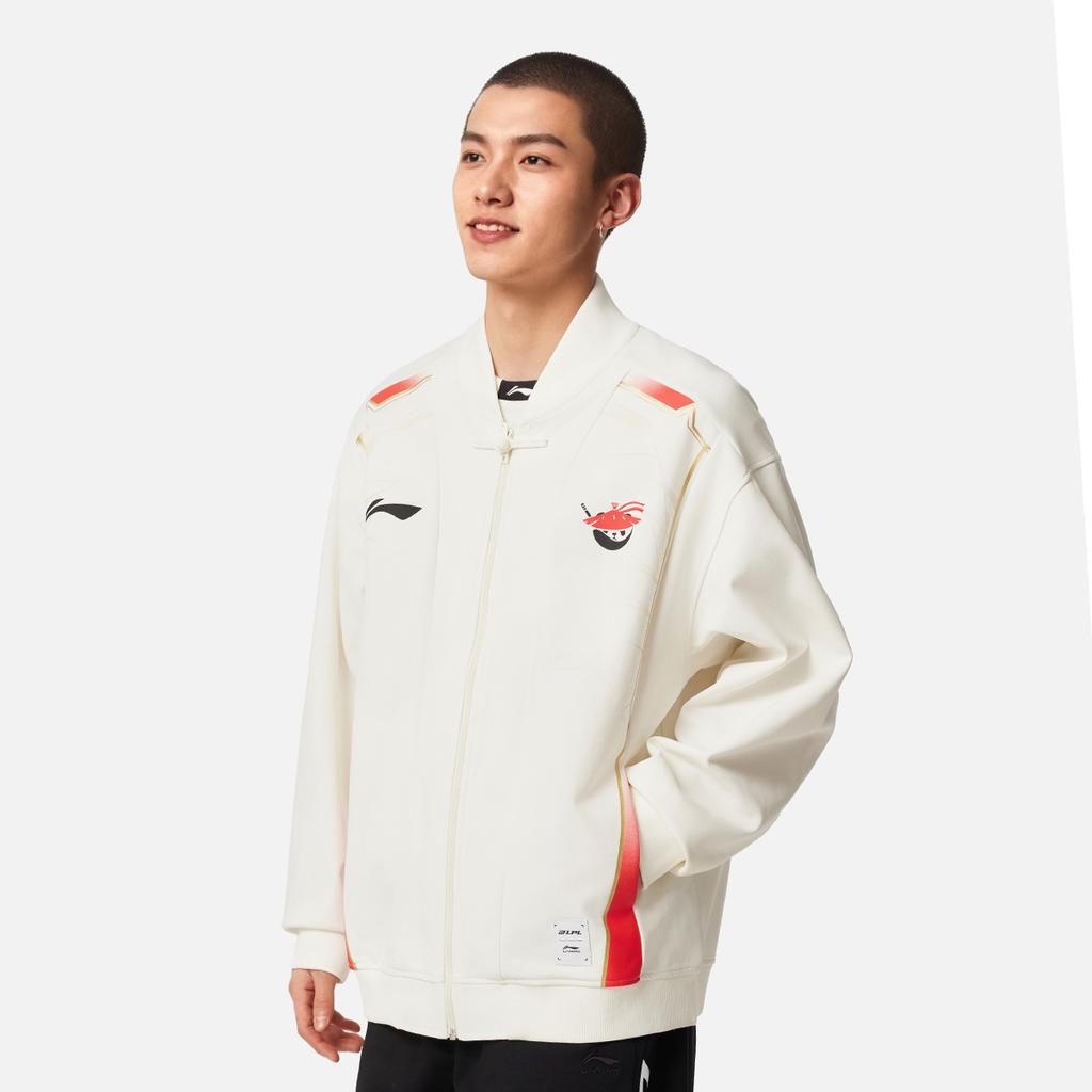 Li Ning X LPL Συνεργασία Ραφτό Φερμουάρ Διαπνέον Ευέλικτο Φαρδύ Μπουφάν Unisex μπουφάν Εκρού AFDU733-1