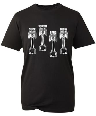 Suck Squeeze Bang Blow T-Shirt, Funny Car Lovers Riders Piston Drift Unisex Top