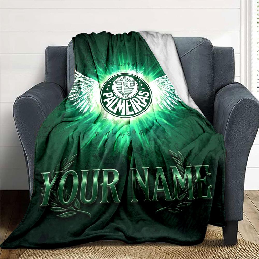 Name Custom SE Palmeiras Print Flannel Blanket High Quality Warm Comfortable Cover for All Seasons Perfect for Gifts Home Decor