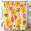 Kawaii Breakfast Shower Curtain with Avocado Toast Design for Bathroom Decor Yellow White Pattern Free Shipping