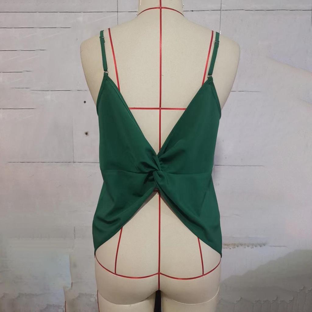 Damen Frühling Sommer Einfarbig Kariert Camisole Urlaub Sexy Locker Ärmellos Trägerweste Rückenfrei Tanktops S-XL