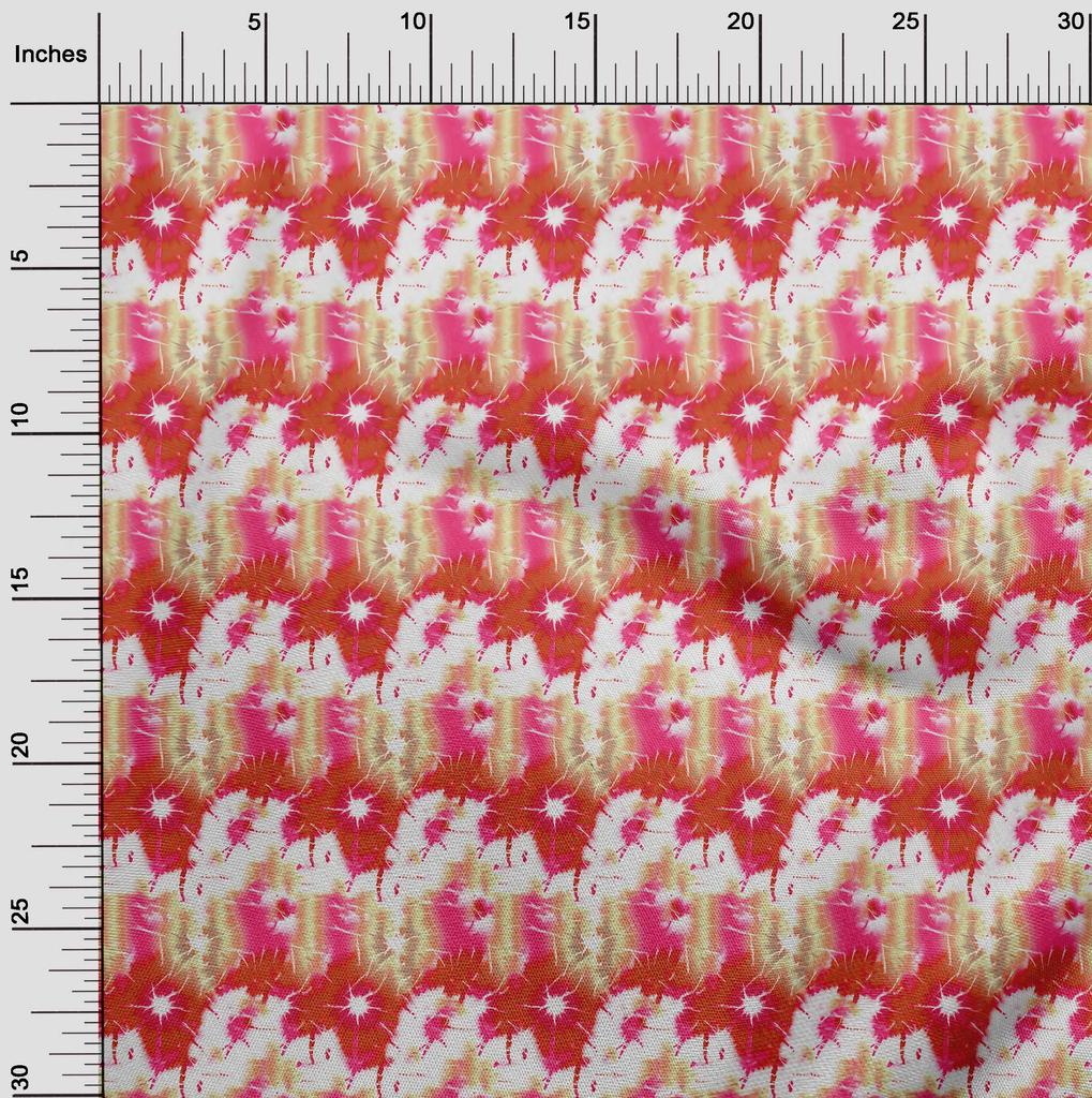 oneOone Cotton Flex Red Fabric Tie Dye Sewing Material Print Fabric By The Yard 40 Inch
