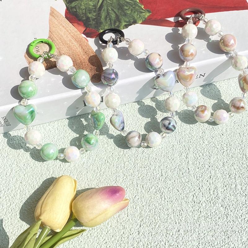 Handmade Beaded Phone Chain Elegant Crystal Wristlet, Fashionable Wrist Lanyard Accessories Suitable for Smartphone Bags