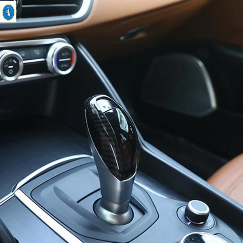 Car Gear Shift Knob Gear Head Handle Sticker Cover Trim For Alfa Romeo Stelvio 2017 -  ABS Carbon Fiber Exterior Accessories