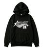 2026 New Black Drawstring Hoodie Front‑print Star And Curved Stripe Sport Graphic Unisex Pullover Hooded Sweatshirt