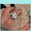 Chic Flower Smile Ring Modern Fashionable Copper Design For Trendy Womens Style