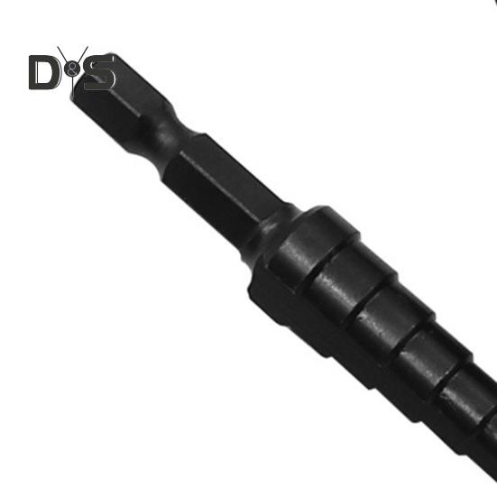 Burghiu treptat de 3 buc. Burghie treptă ascuțită, duritate mare, din oțel de mare viteză, tijă hexagonală, canelură dreaptă, burghie treptă Aprovizionare acasă