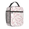 Bestselling Pink Ribbons And Bows Pattern Embossed Food Storage Bag Car Travel Neoprene Lunch Bag