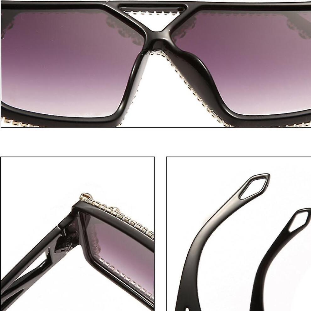 Crystal Oversized Square Sunglasses,diamond Glitter Sunglassesretro Thick Frame Sunglasses for Polarized Mirrored Sun Glasses Lightweight Frame Uv400