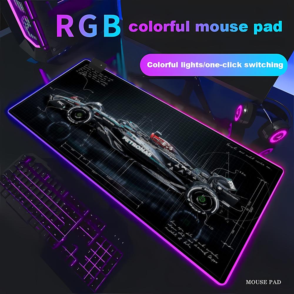 RGB 1 PC Mouse Pad,Fashion Racing Pattern Anti-Slip Rubber Gaming Computer Desktop Pad, Premium PC Racing Design Large Mouse Pad